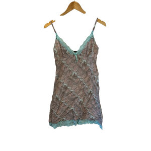 Women's Elle Macpherson Intimates Chemise M Brown Blue Snake Print